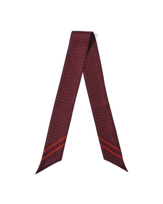 Aspinal Red Skinny Silk Scarf