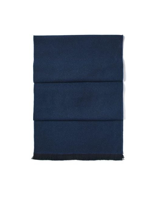 Aspinal Blue Reversible Merino Wool Scarf