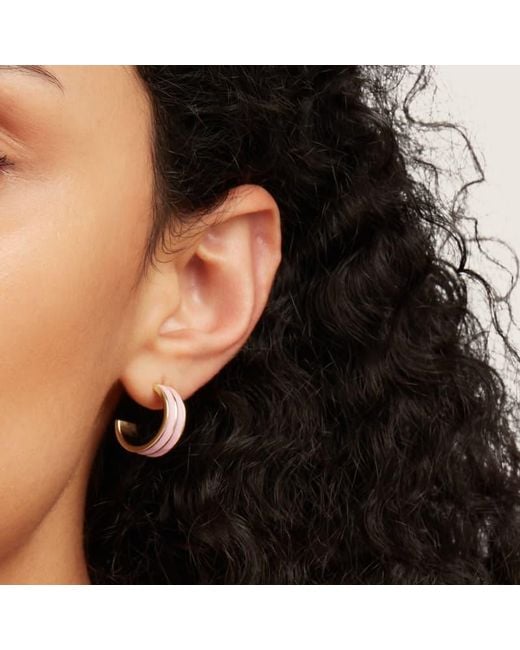 Aspinal Metallic Ribbed Enamel Hoop Earring