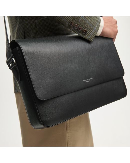 Aspinal Black Slim Postman Messenger for men