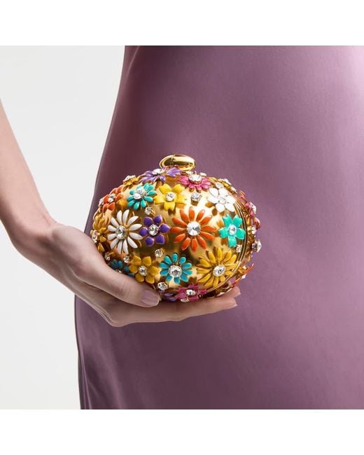 Aspinal Metallic Embellished Floral Egg Clutch