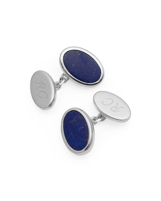 Aspinal Blue Oval Slice Cufflinks for men