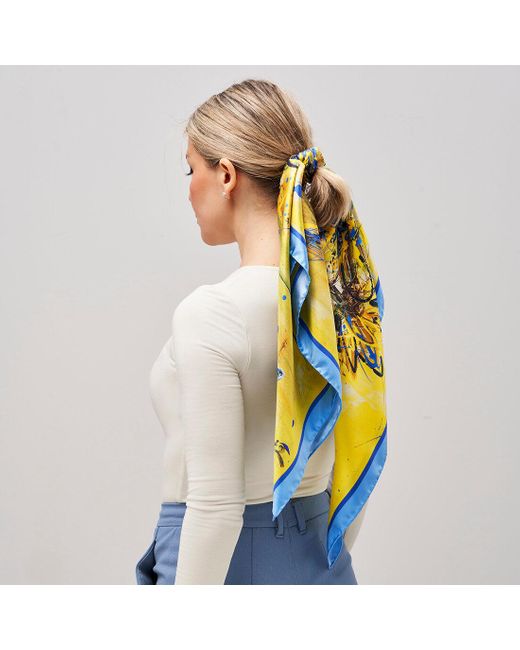 Aspinal Yellow Sunflower & Butterflies Silk Scarf