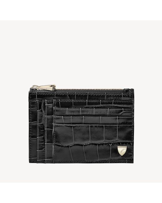 Aspinal Of London Crocodile Print Leather Double Sided Zipped Card aspinal-of-london-crocodile-print-leather-double-sided-zipped-card
