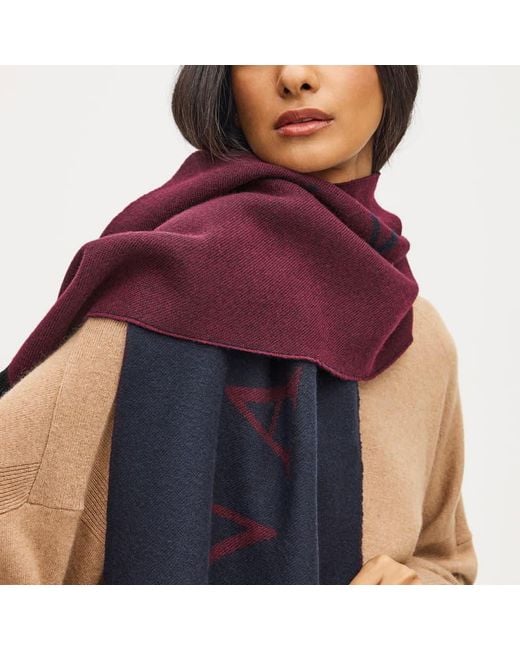 Aspinal Blue Bi-Colour Heavyweight Merino Wool Scarf