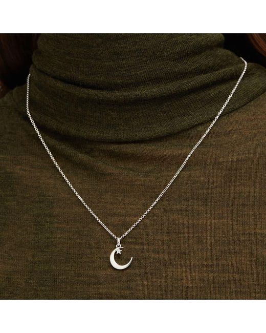 Aspinal Metallic Crescent Moon & Star Pendant Necklace
