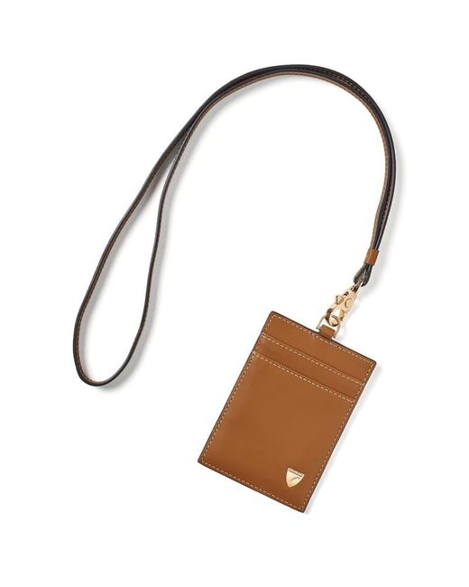 Aspinal Brown Lanyard Id & Card Holder