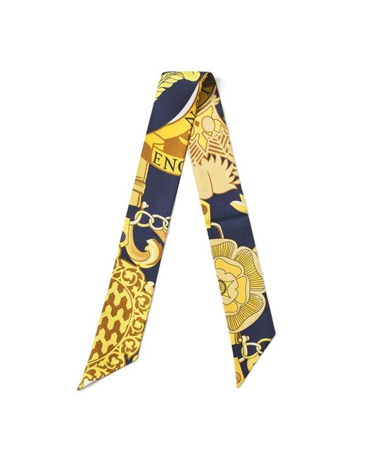 Aspinal Blue Skinny Silk Scarf