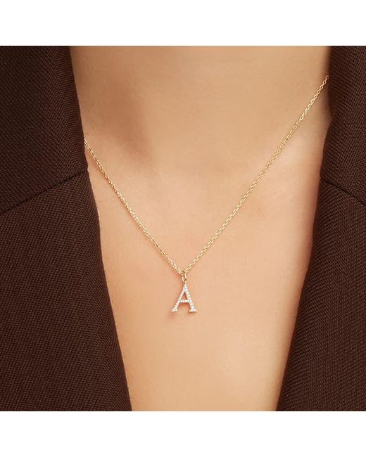 Aspinal Metallic Diamond Initial Necklace