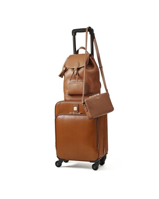 Aspinal Brown 3 Piece Flight Collection: Cabin Case, Backpack & Crossbody Bag