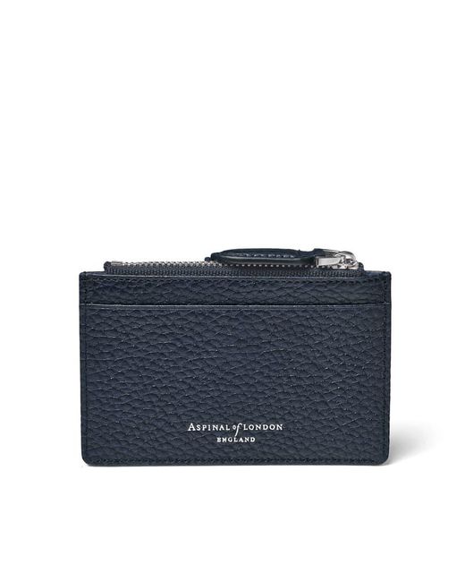 Aspinal Blue Zipped Rfid Card Holder for men