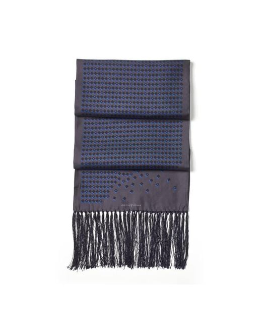Aspinal Blue Pure Silk Tassel Scarf for men