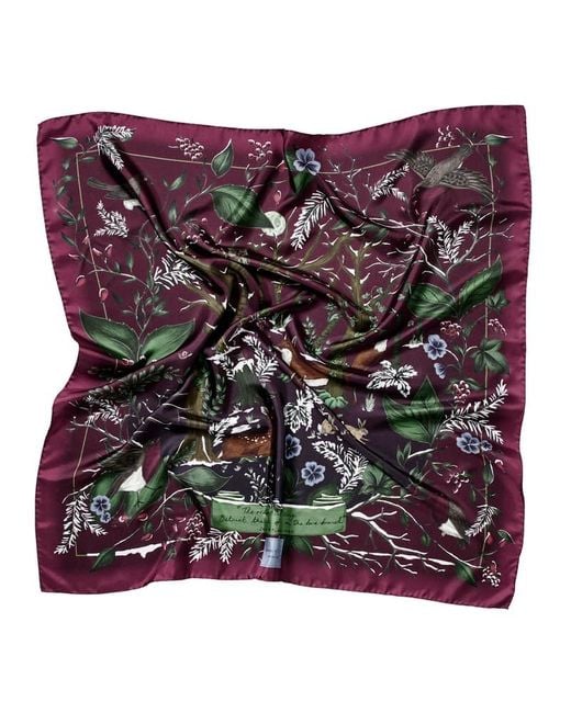 Aspinal Purple Woodland Silk Scarf
