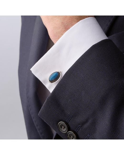 Aspinal Blue Oval Cufflinks for men