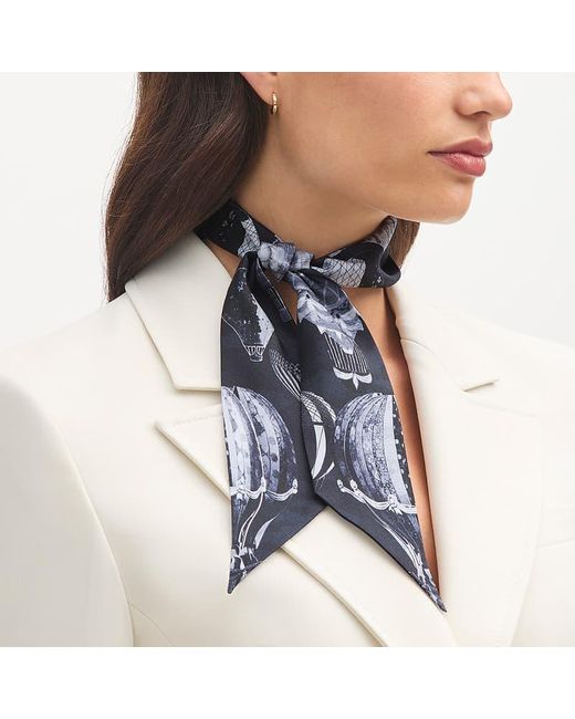 Aspinal Blue Skinny Silk Scarf