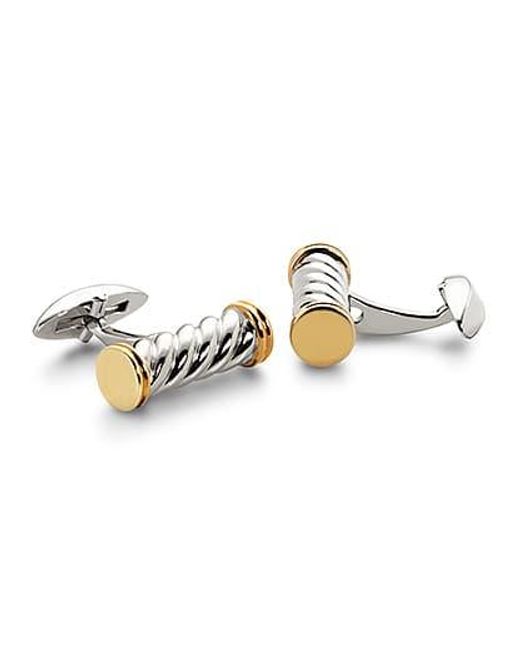 Aspinal Metallic Sterling & Plated Twist Barrel Cufflinks for men