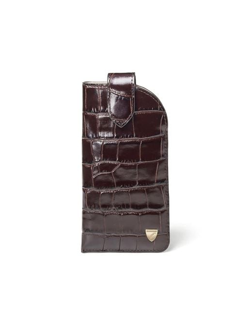 Aspinal Brown Glasses Case With Tab