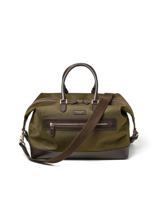 Aspinal Green Weekend Bag for men