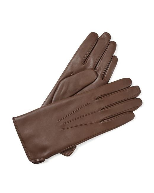Aspinal Brown Cashmere Lined Leather Gloves