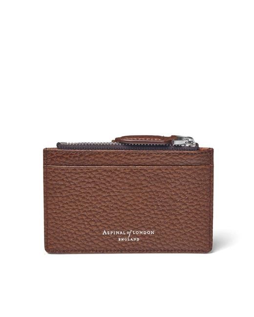 Aspinal Brown Zipped Rfid Card Holder for men