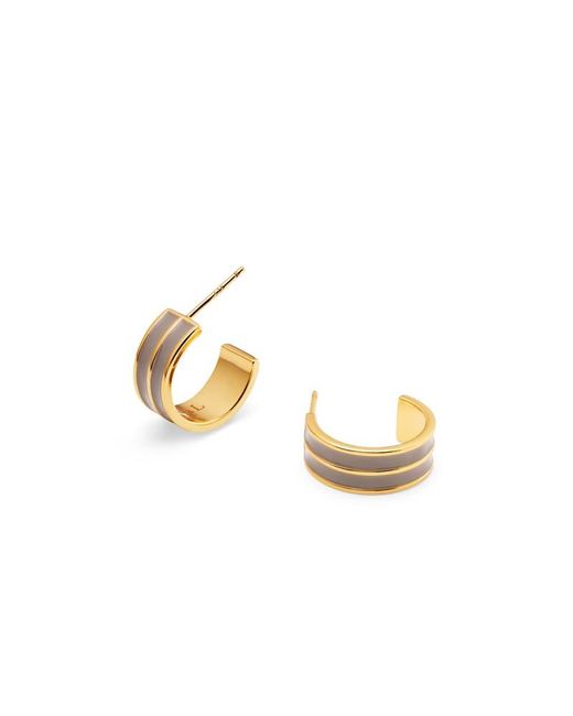Aspinal Metallic Ribbed Enamel Hoop Earring