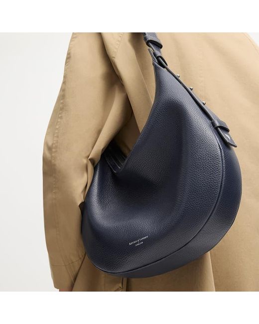 Aspinal Blue Hudson Crescent Bag