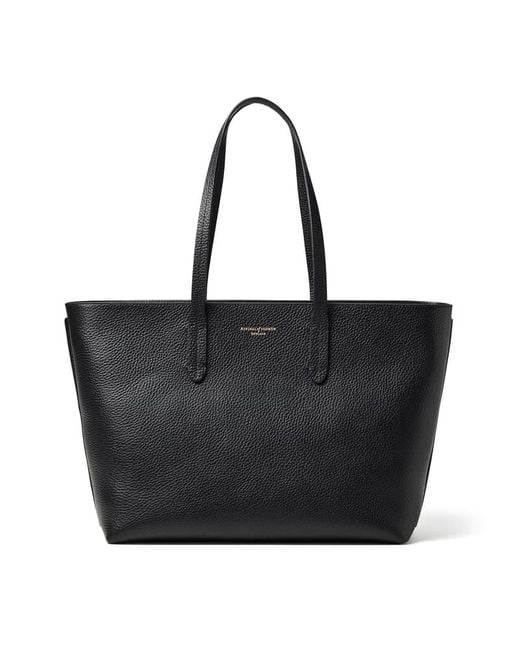 Aspinal Black Zipped East West Tote Bag