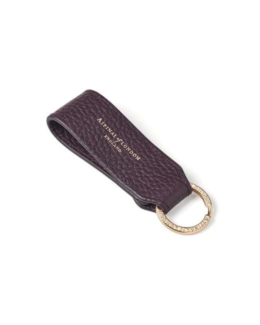 Aspinal Purple Small Leather Loop Keyring
