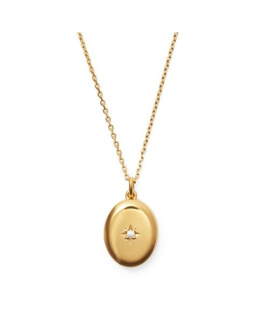 Aspinal Metallic Medaillon-Halskette Mit Ovaler Perle, 18 Karat Vermeil