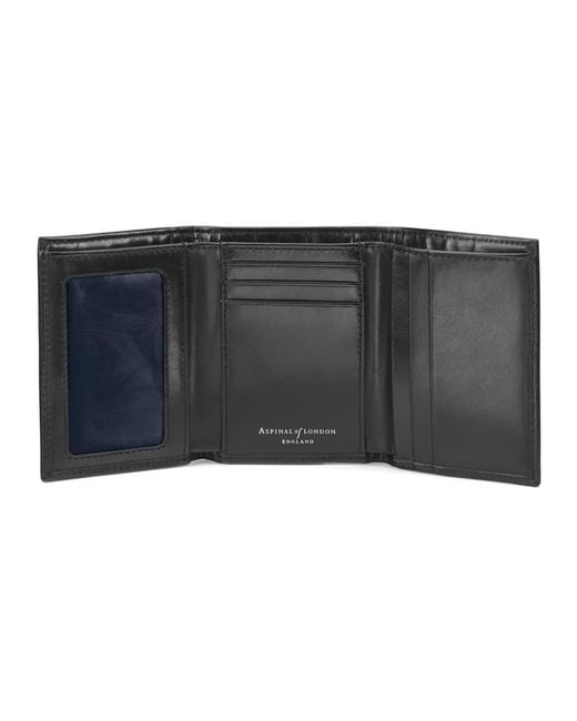 Aspinal Black Trifold Wallet for men