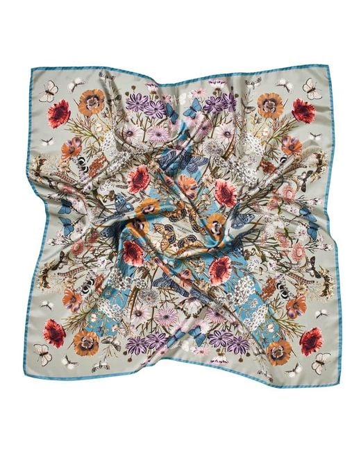 Aspinal Multicolor Botanical 'A' Silk Scarf