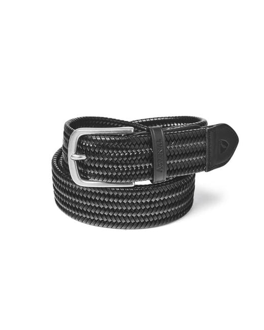 Aspinal Black Woven Leather Belt for men