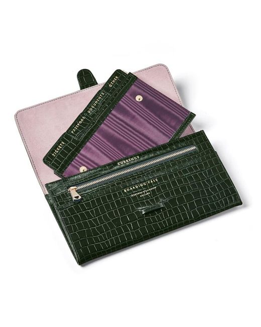 Aspinal Green Travel Wallet
