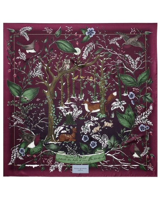 Aspinal Purple Woodland Silk Scarf