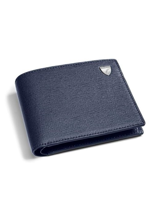 Aspinal Blue Billfold Coin Wallet for men