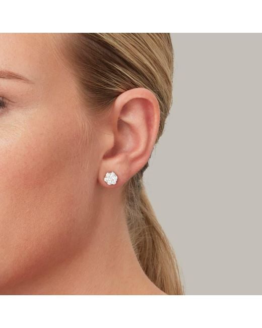 Aspinal White Monaco 1.0Ct Diamond Cluster Stud Earrings