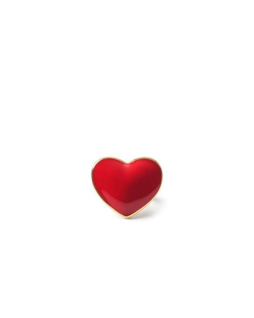Aspinal Red Enamel Heart Skinny Scarf Ring