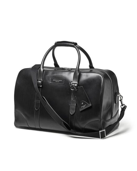 Aspinal Black Harrison Large Weekender Travel Bag for men