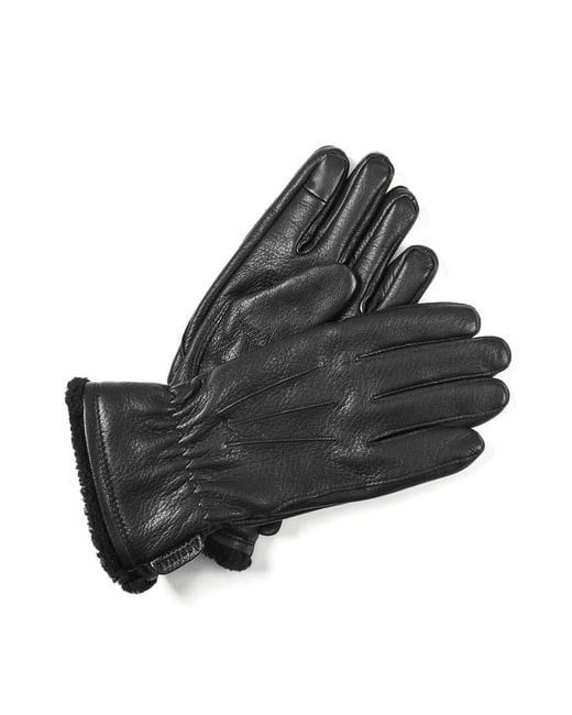 Aspinal Black Deerskin Leather Gloves for men