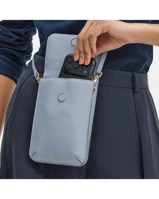 Aspinal Blue Duo Phone Crossbody Pouch