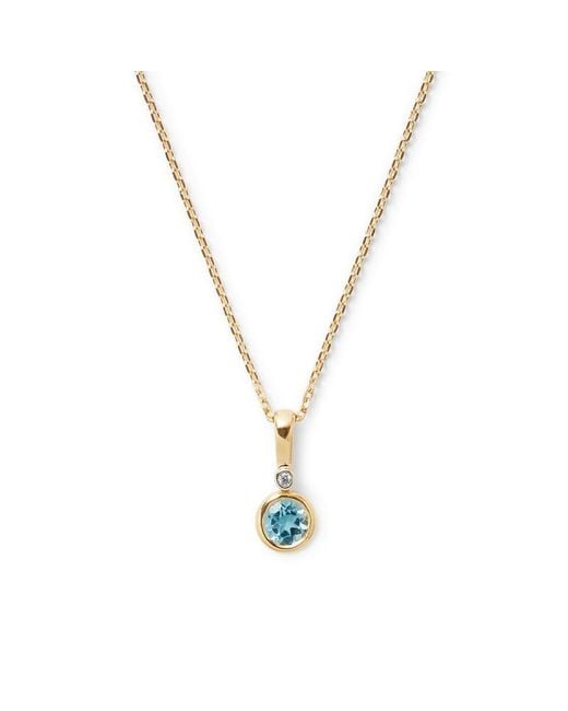 Aspinal Metallic Diamond Pendant Necklace With Swiss Topaz