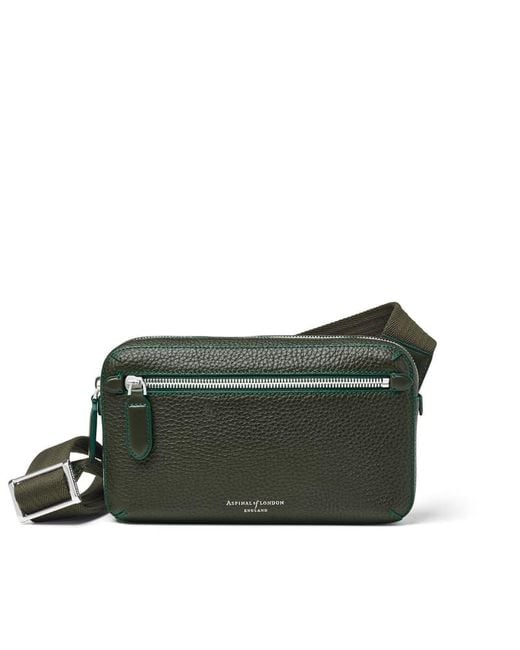 Aspinal Green Reporter Compact Crossbody Bag for men