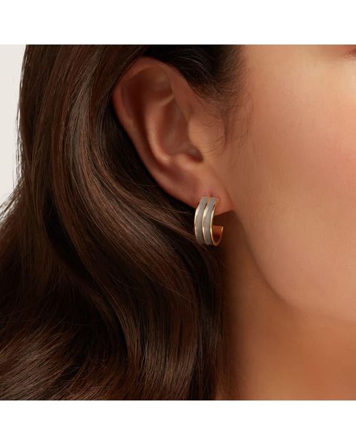 Aspinal Metallic Ribbed Enamel Hoop Earring
