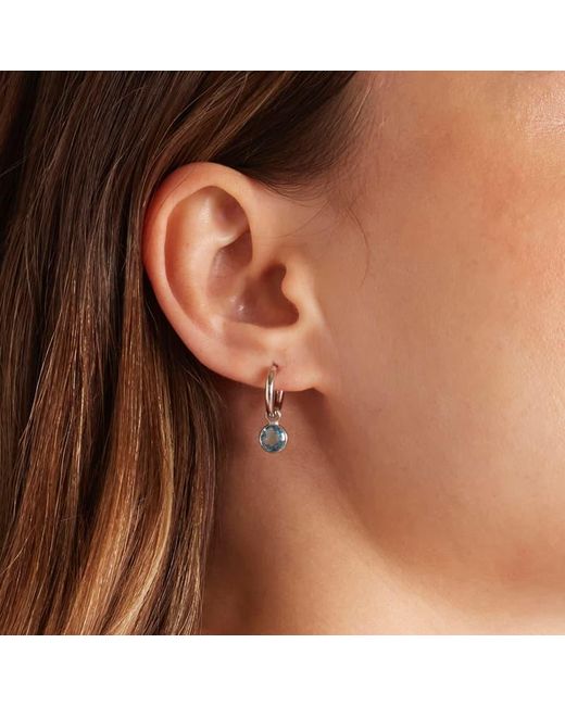 Aspinal Blue Gemstone Huggie Earrings