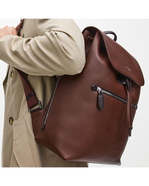 Aspinal Brown Reporter Leather Backpack