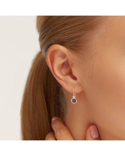 Aspinal Metallic Diamond Earrings With Iolite