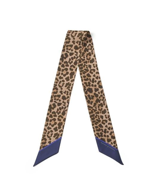 Aspinal Blue Skinny Silk Scarf