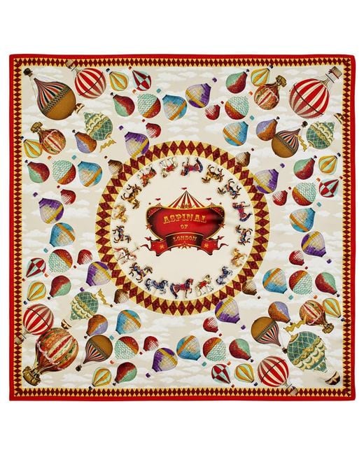 Aspinal Red Hot Air Balloon Silk Scarf