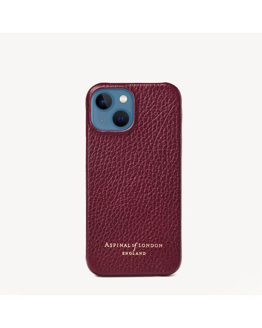 Aspinal of London Leather Pebble Iphone 13 Mini Case in Burgundy (Red ...