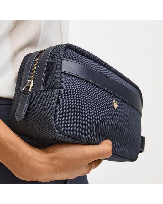 Aspinal Blue Wash Bag for men